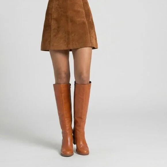 Vintage 70s Campus Leather Knee-high Gogo Boots Heeled Brown Boots Size 5 1/2